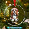 Basset Hound Dog Glass Ornament, Personalized Name Basset Hound Christmas Ornament Gift for Basset Hound Lovers, Customized Basset Hound Glass Christmas Ornament 2026, Cute Basset Hound Ornament Gift view 2