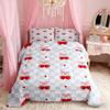 Pink Bowknot Kids Comforter Set Queen Size,Bow Tie Cherry Tropical Fruit Cartoon Bedding Set,Girls Women Room Decor,Geometric Checkered Patchwork Down Comforter,Blue Chic Duvet Insert,2 Pillowcases view 1
