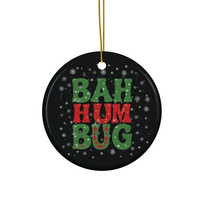 Bah Hum Bug Ceramic Christmas Ornament, Festive Holiday Decor, Funny Xmas Ornament, 2-Side Print, (1pc, 3pcs, 5pcs, 10pcs)
