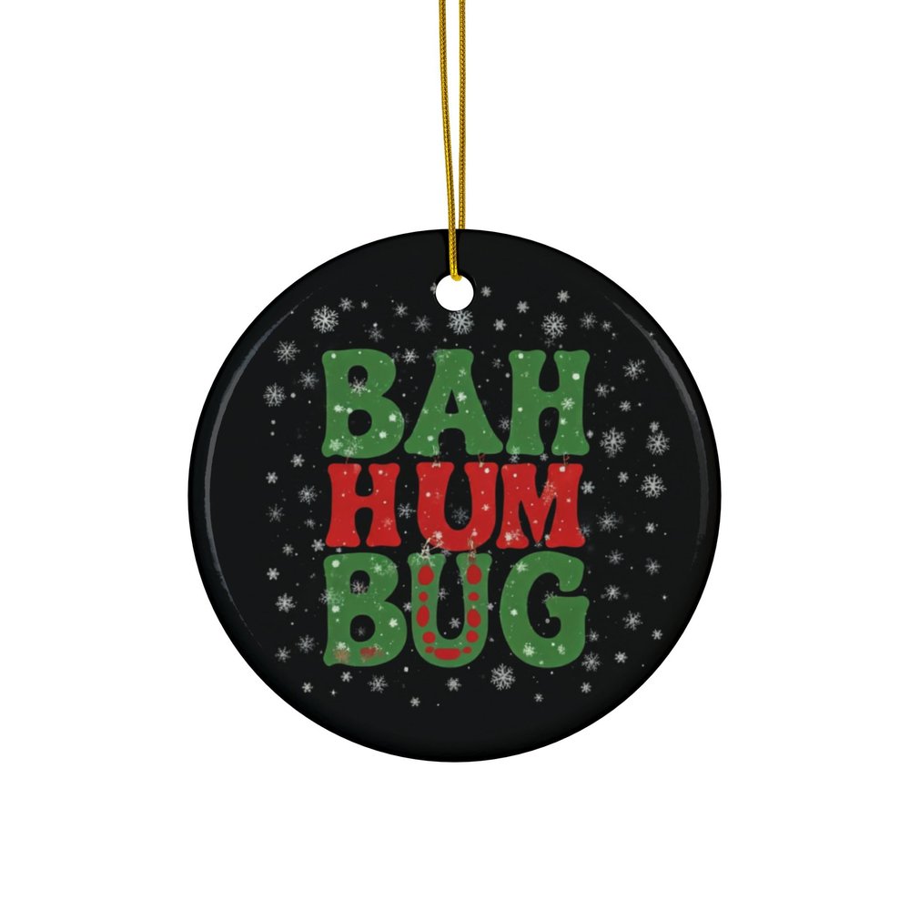 Bah Hum Bug Ceramic Christmas Ornament, Festive Holiday Decor, Funny Xmas Ornament, 2-Side Print, (1pc, 3pcs, 5pcs, 10pcs)