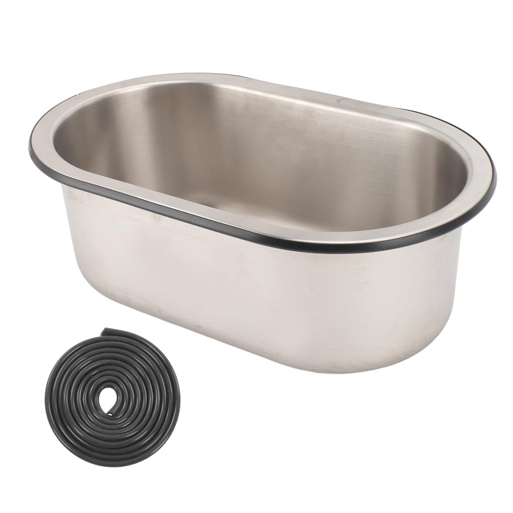 Stainless Steel Bar Sink, Small Stainless Sink Marine Sinks, Single Basin Small Kitchen Sink, 34 X 20 X 13Cm Oval Shaped Washbasin Sink, Small Stainless Sink With 40Mm Drain Hole