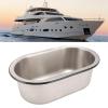 Stainless Steel Bar Sink, Small Stainless Sink Marine Sinks, Single Basin Small Kitchen Sink, 34 X 20 X 13Cm Oval Shaped Washbasin Sink, Small Stainless Sink With 40Mm Drain Hole view 3