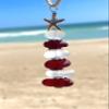 Beach Glass Tree Ornament Sea Glass Christmas Tree Ornament 2025 Ornament Coastal Christmas Decor Beach Glass Ornament Gift for Beach Lover (Red and White) view 2