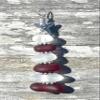 Beach Glass Tree Ornament Sea Glass Christmas Tree Ornament 2025 Ornament Coastal Christmas Decor Beach Glass Ornament Gift for Beach Lover (Red and White) view 3