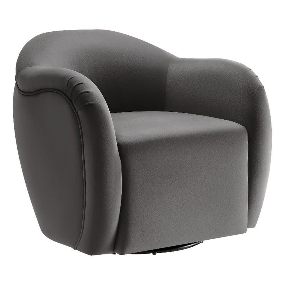 Modway Compose Performance Velvet Swivel Armchair in Storm Gray - Barrel Accent Chair - Comfy Round Single Sofa Chair with 360 Rotation - Modern Upholstered Club Chair for Living Room, Bedroom