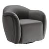 Modway Compose Performance Velvet Swivel Armchair in Storm Gray - Barrel Accent Chair - Comfy Round Single Sofa Chair with 360 Rotation - Modern Upholstered Club Chair for Living Room, Bedroom view 1