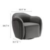 Modway Compose Performance Velvet Swivel Armchair in Storm Gray - Barrel Accent Chair - Comfy Round Single Sofa Chair with 360 Rotation - Modern Upholstered Club Chair for Living Room, Bedroom view 3