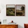 Renditions Gallery Set of 2 Peel & Stick Framed Prints, Abstract Landscape Wall Art, Homes On Cliff And Winding Roads Wall Decor, Re-Stickable - Ready to Hang - 11"x14" - Walnut Frame GAL049 view 3