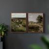 Renditions Gallery Set of 2 Peel & Stick Framed Prints, Abstract Landscape Wall Art, Homes On Cliff And Winding Roads Wall Decor, Re-Stickable - Ready to Hang - 11"x14" - Walnut Frame GAL049 view 4
