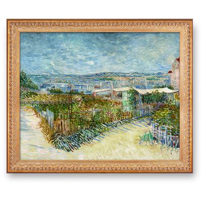 A&T ARTWORK Dance at Le Moulin de la Galette by Vincent Van Gogh.Framed Size:34.5x28.5 inches,Image Size:30x24 inches World Classic Reproductions For HomeDecor,Golden Frame