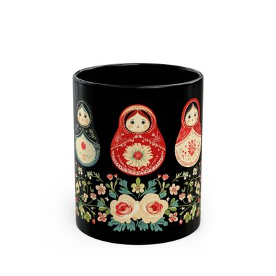 ElegantlySimple - Made in the USA - Matryoshkas Coffee Mug, Traditional Russian Nesting Dolls Tea Cup