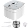 Novaspark Low Carb Rice Cooker Stainless Steel Inner Pot, Mini Stainless Steel Rice Cooker Small 5 Cup, LED Display Low Sugar Rice Maker, 24H Timer and Auto Keep Warm, White Rice/Porridge/Oatmeal, White view 1