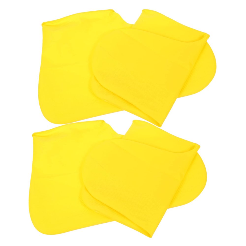 BELLIFFY 2pairs Non-slip Boot Covers Elastic Rain Shoe Protector for Outdoor Activities Fits Men and Women Yellow Keep Shoes Clean and Dry