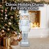 Sunnydaze 3ft Sterling The Silver Nutcracker Christmas Decoration - Polyresin Indoor or Outdoor Nutcracker Statue view 2