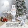 Sunnydaze 3ft Sterling The Silver Nutcracker Christmas Decoration - Polyresin Indoor or Outdoor Nutcracker Statue view 3