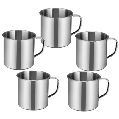 UTHCLO 5pcs Kindergarten Stainless Steel Mugs Tin Silver Handle Unbreakable Water Drinking Cup for Boys and Girls