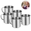 UTHCLO 5pcs Kindergarten Stainless Steel Mugs Tin Silver Handle Unbreakable Water Drinking Cup for Boys and Girls view 3
