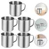 UTHCLO 5pcs Kindergarten Stainless Steel Mugs Tin Silver Handle Unbreakable Water Drinking Cup for Boys and Girls view 4