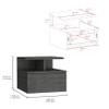 Floating Nightstand with Drawer and Open Storage Shelves view 2