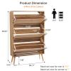 Anewome Rattan Shoe Cabinet with 3 Flip Drawers, 48 Pairs Narrow Shoe Storage Cabinet for Entryway Freestanding Hidden Shoe Rack, Modern Slim Wood Shoe Organizer for Hallway, Natural view 2
