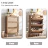 Anewome Rattan Shoe Cabinet with 3 Flip Drawers, 48 Pairs Narrow Shoe Storage Cabinet for Entryway Freestanding Hidden Shoe Rack, Modern Slim Wood Shoe Organizer for Hallway, Natural view 3
