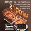 Multifunction Indoor Electric Pot, Electric Skillet, Grill, Griddle, Hot Pot, Double Pot with Independent Temperature Control, 2100 W Foldable Non-Stick Pot view 4