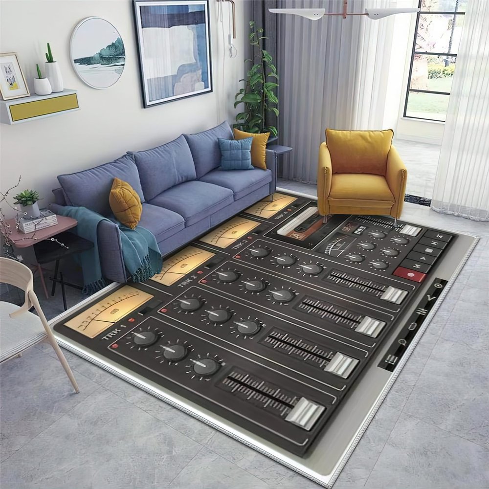 3x5 Rug Recording Studio Easy Clean Rug, Music Studio Soft Non-Skid Carpet Throw Rugs for Kids Teen Girls Boys Bedroom, Living Room Bathroom Classroom Office