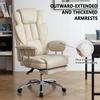 anwickjeff Big and Tall Executive Office Chair with Foot Rest, Leather, Modern, Comfortable, 500 Lb Capacity (Beige) view 3
