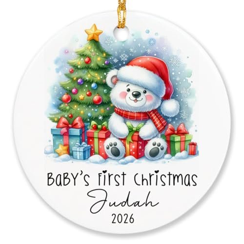 2026 Baby's First Christmas Polar Bear Ornament, Personalized Polar Bear Ornament Gift for Baby's 1st Xmas, My 1st Christmas Tree Decorations, Custom Baby's Name Ornament Xmas Gift