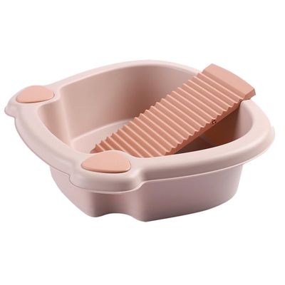 FONDOTIN Washboard and Basin Set Compact Washboard Basin for Hand Washing Clothes Laundry Tub for Household Dormitory Laundry