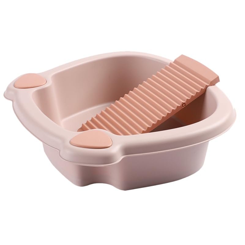 FONDOTIN Washboard and Basin Set Compact Washboard Basin for Hand Washing Clothes Laundry Tub for Household Dormitory Laundry