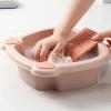 FONDOTIN Washboard and Basin Set Compact Washboard Basin for Hand Washing Clothes Laundry Tub for Household Dormitory Laundry view 3
