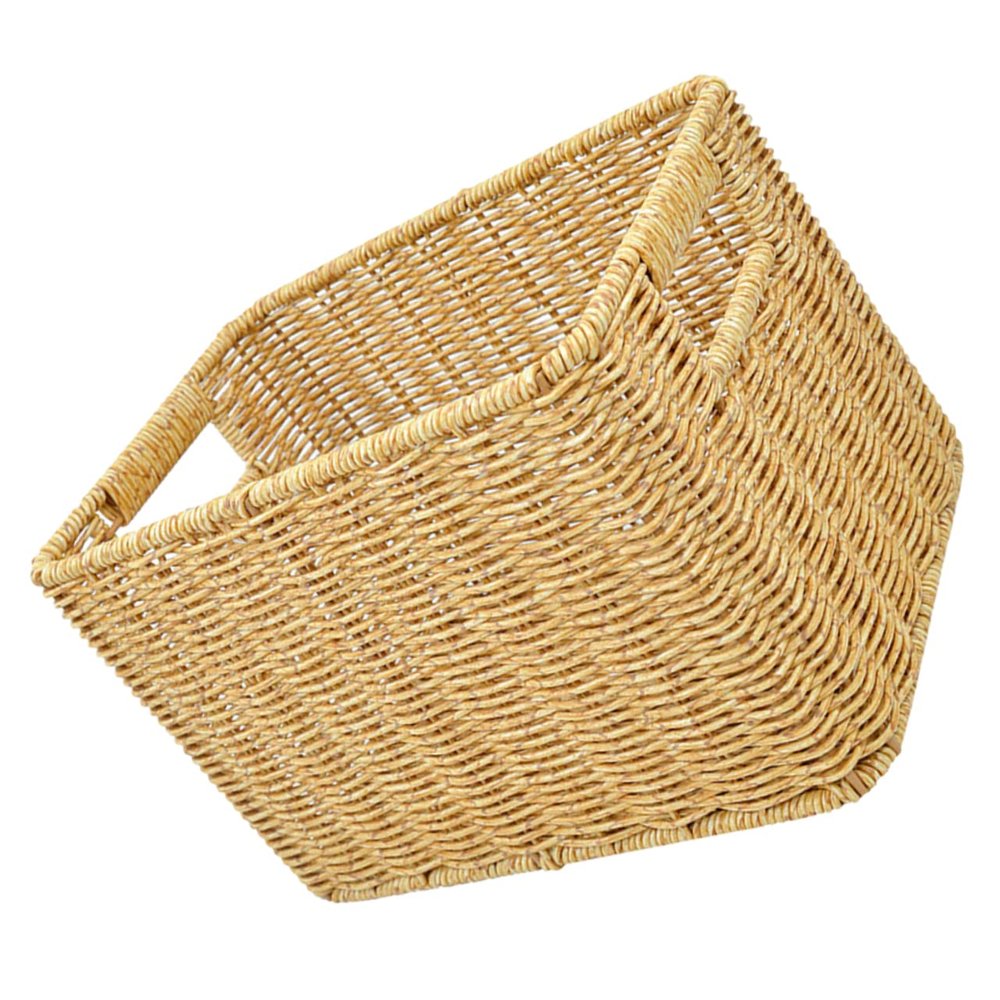 FONDOTIN Imitation Rattan Woven Storage Bin Capacity Multifunctional Basket for Home Organization for Toys Sundries Decorative Use