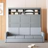 RUNNA Queen Size Murphy Bed Wall Bed with Sofa,Foldable Wall Bedframe w/Flexible Slats Support,Space-Saving Design for Home Office Small Room (Gray#092) view 1