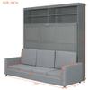 RUNNA Queen Size Murphy Bed Wall Bed with Sofa,Foldable Wall Bedframe w/Flexible Slats Support,Space-Saving Design for Home Office Small Room (Gray#092) view 2