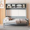 RUNNA Queen Size Murphy Bed Wall Bed with Sofa,Foldable Wall Bedframe w/Flexible Slats Support,Space-Saving Design for Home Office Small Room (Gray#092) view 3