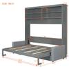 RUNNA Queen Size Murphy Bed Wall Bed with Sofa,Foldable Wall Bedframe w/Flexible Slats Support,Space-Saving Design for Home Office Small Room (Gray#092) view 4