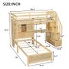 CKLMMC Twin Over Twin Loft Bed with Built-in Desk and Staircase and one Twin Size Platform Bed with Storage Space,Multifunctional Loft Bed for Kids Teens Adults (Natural#E) view 2