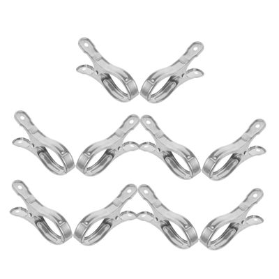 Parliky 10pcs Large Stainless Steel Clothespins Drying Clips Magnetic Hooks for Laundry Heavy Duty Bed and Home Hanger Clamps