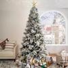 Darla 6.5ft Snow Flocked Rotating Christmas Tree with Star Projector, 35 Pine Cones, 674 Branch Tips, 300 Warm Lights and Rotating Base, 44" Wide Snowy Frosted Pine Christmas Tree with Lights view 4