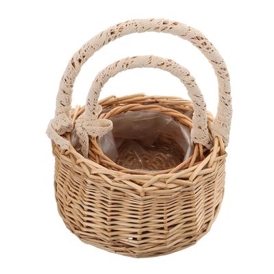 COOLHIYA 2pcs Handmade Willow Weaving Storage Baskets for Flowers and Picnic Food Portable Decorative Baskets for Home Organization and Wedding Decor