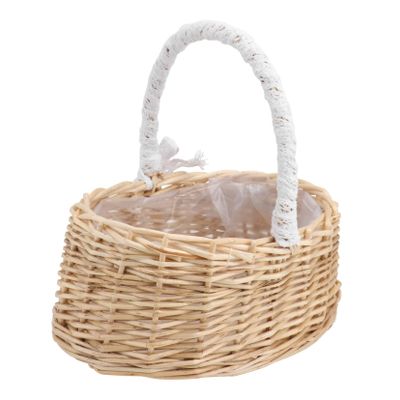 Cabilock 1pc Hand-woven Rattan Flower Basket Decorative Small Basket Floral Wedding Portable Storage Natural Ornament for Home