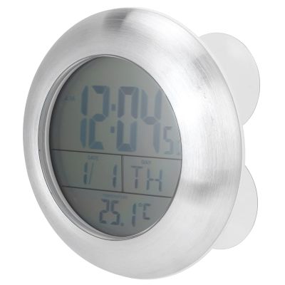 Kuuleyn Portable Shower Wall Clock Abs Waterproof Digital Clock with Temperature and Calendar Display for Bathroom Kitchen and Spa Area Decor