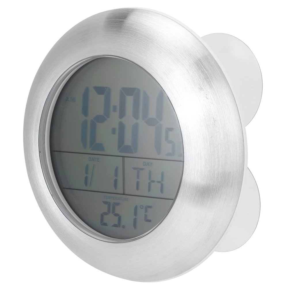 Kuuleyn Portable Shower Wall Clock Abs Waterproof Digital Clock with Temperature and Calendar Display for Bathroom Kitchen and Spa Area Decor