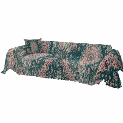 AMZRicher Boho Modern Sofa Covers for 3 Cushion, Washable Couch Cover for Sectional Sofa Slipcovers with Tassel, Green Abstract Minimalist Flower Loveseat Covers Futon Cover Blanket 71''x118''