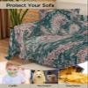 AMZRicher Boho Modern Sofa Covers for 3 Cushion, Washable Couch Cover for Sectional Sofa Slipcovers with Tassel, Green Abstract Minimalist Flower Loveseat Covers Futon Cover Blanket 71''x118'' view 4