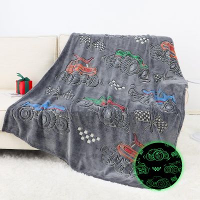 OHOIT Glow in The Dark Blanket for Kids Cute Truck Boys Blankets for Sofa Couch Bed Birthday Christmas Easter Gifts for Kids Boys