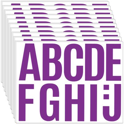 460 PCS 42 Sheets Large Letter Stickers Alphabet Numbers Bulletin Board Letters,Self Adhesive Waterproof Vinyl Stick On Letter Stickers for Poster Board Mailbox Classroom Business Decor(Purple,4 Inch)