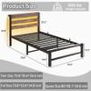Anwick Twin Bed Frame with LED Lights & Charging Station, Metal Platform Bed with Storage Headboard, Under Bed Storage, Noise-Free, No Box Spring Needed (Brown, Twin) view 2
