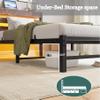 Anwick Twin Bed Frame with LED Lights & Charging Station, Metal Platform Bed with Storage Headboard, Under Bed Storage, Noise-Free, No Box Spring Needed (Brown, Twin) view 4